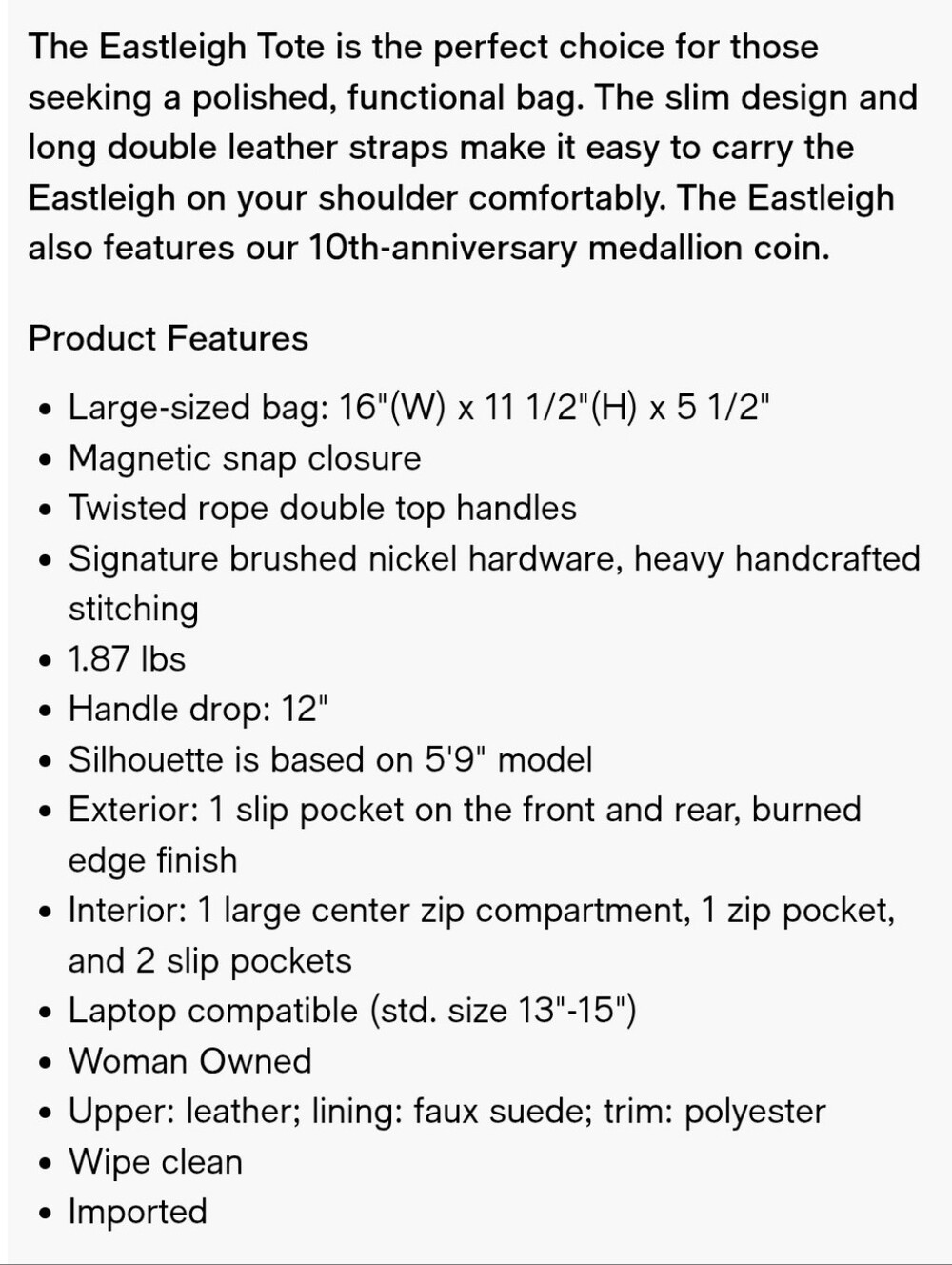 Patricia Nash Eastleigh Large Classic Black Leather Tote Bag Western Minimalist - Picture 5 of 16